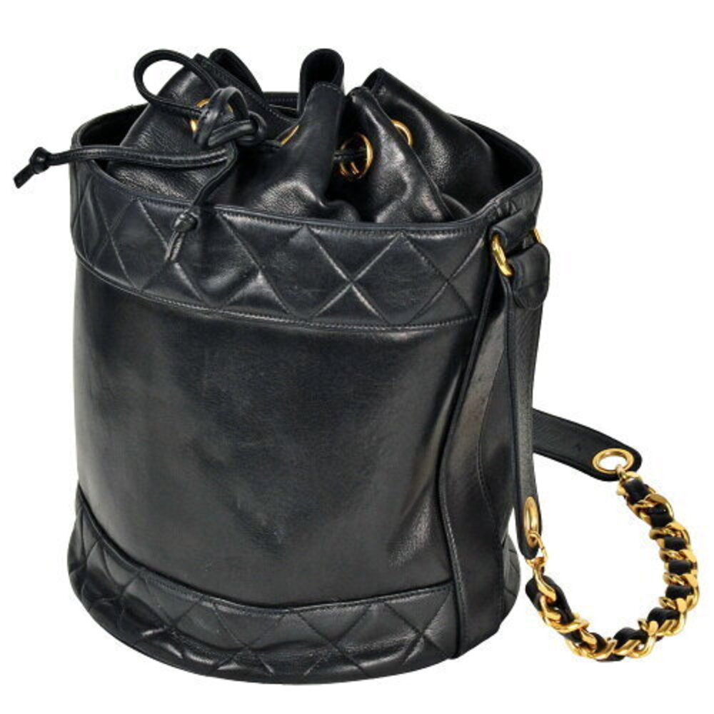 Chanel bag lambskin Matelasse drawstring mark shoulder chain black Coco